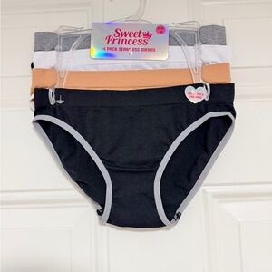 Girls' 4-Pack Seamless Bikini Underwear - Black, White, Gray, Tan